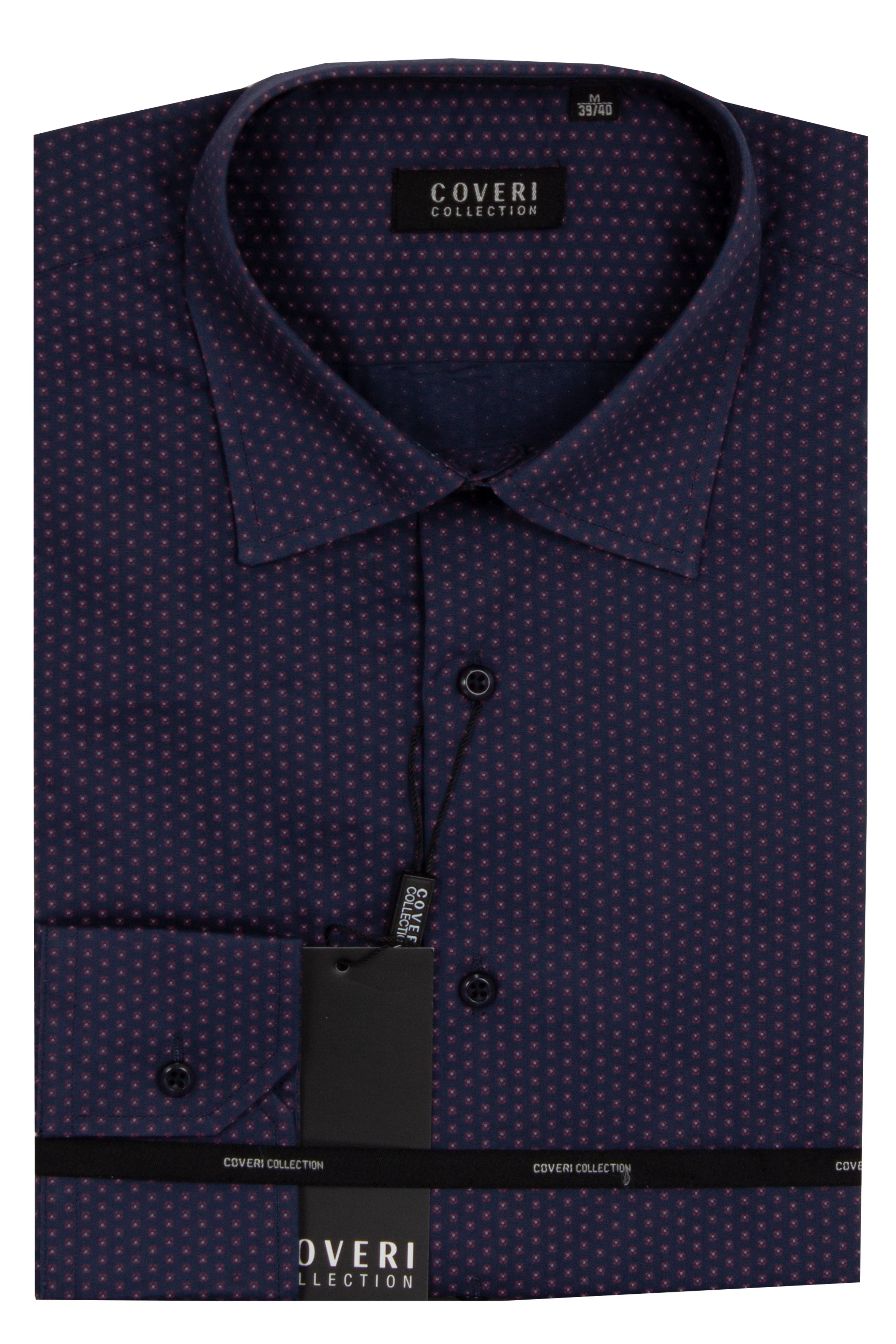Camicia semi slim fit in puro cotone microfantasia