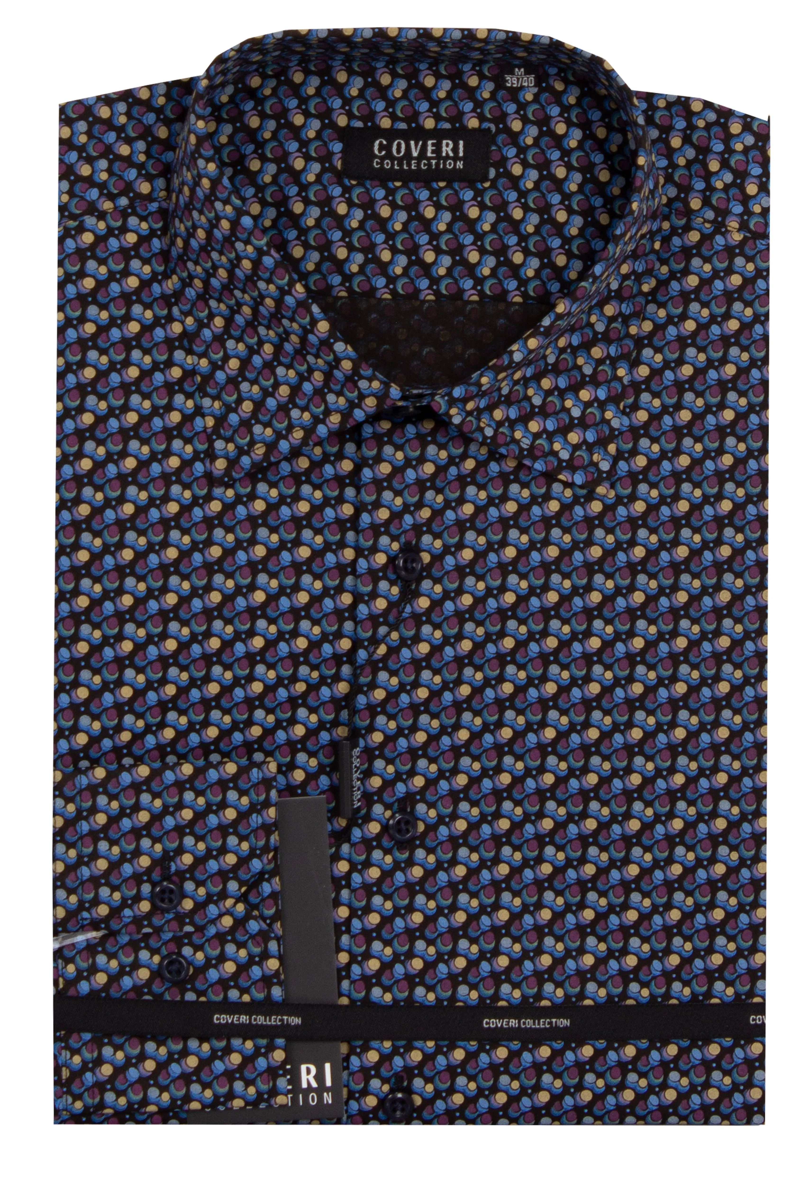 Camicia semi slim fit in puro cotone microfantasia