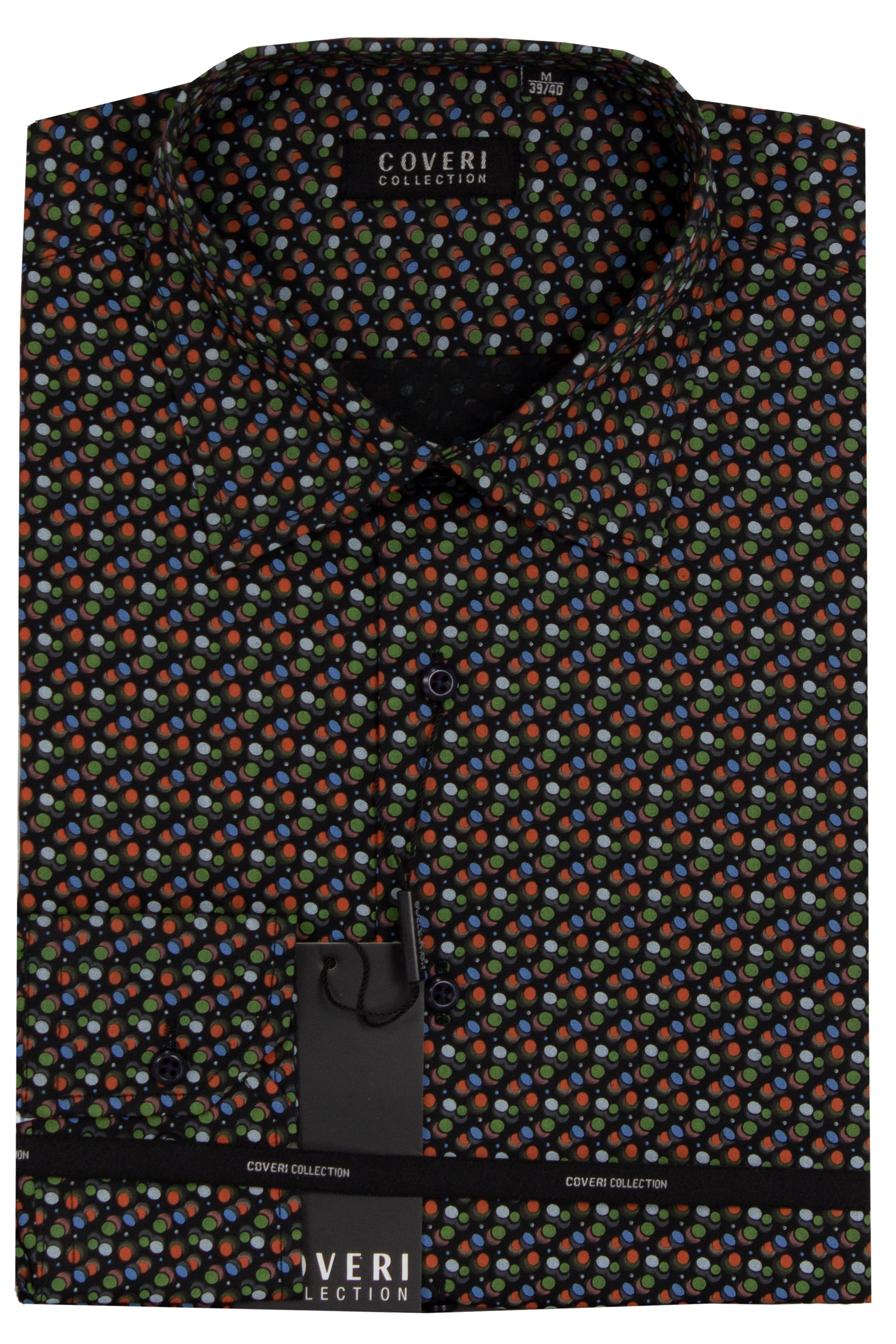 Camicia semi slim fit in puro cotone microfantasia