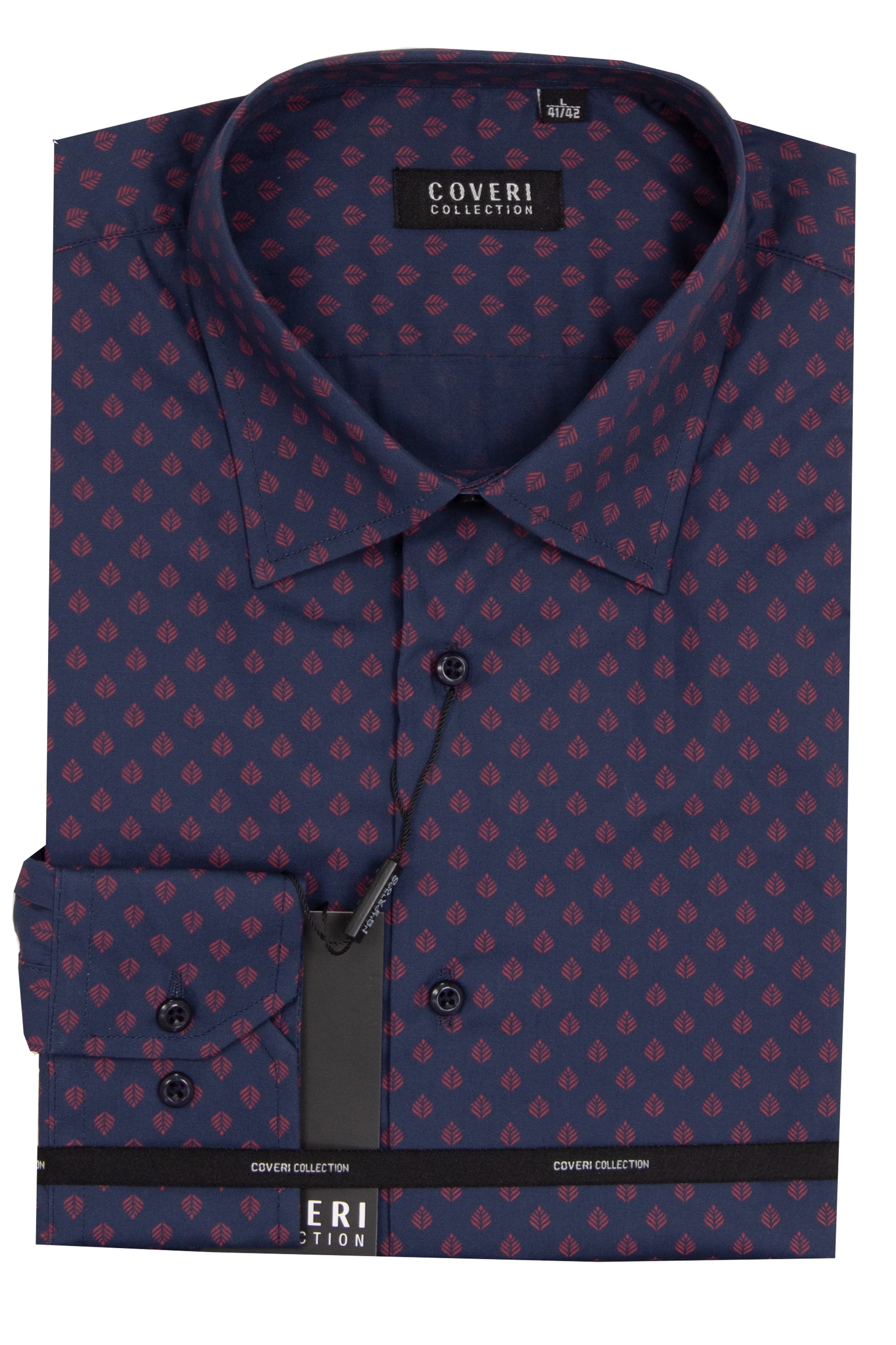 Camicia semi slim fit in puro cotone microfantasia