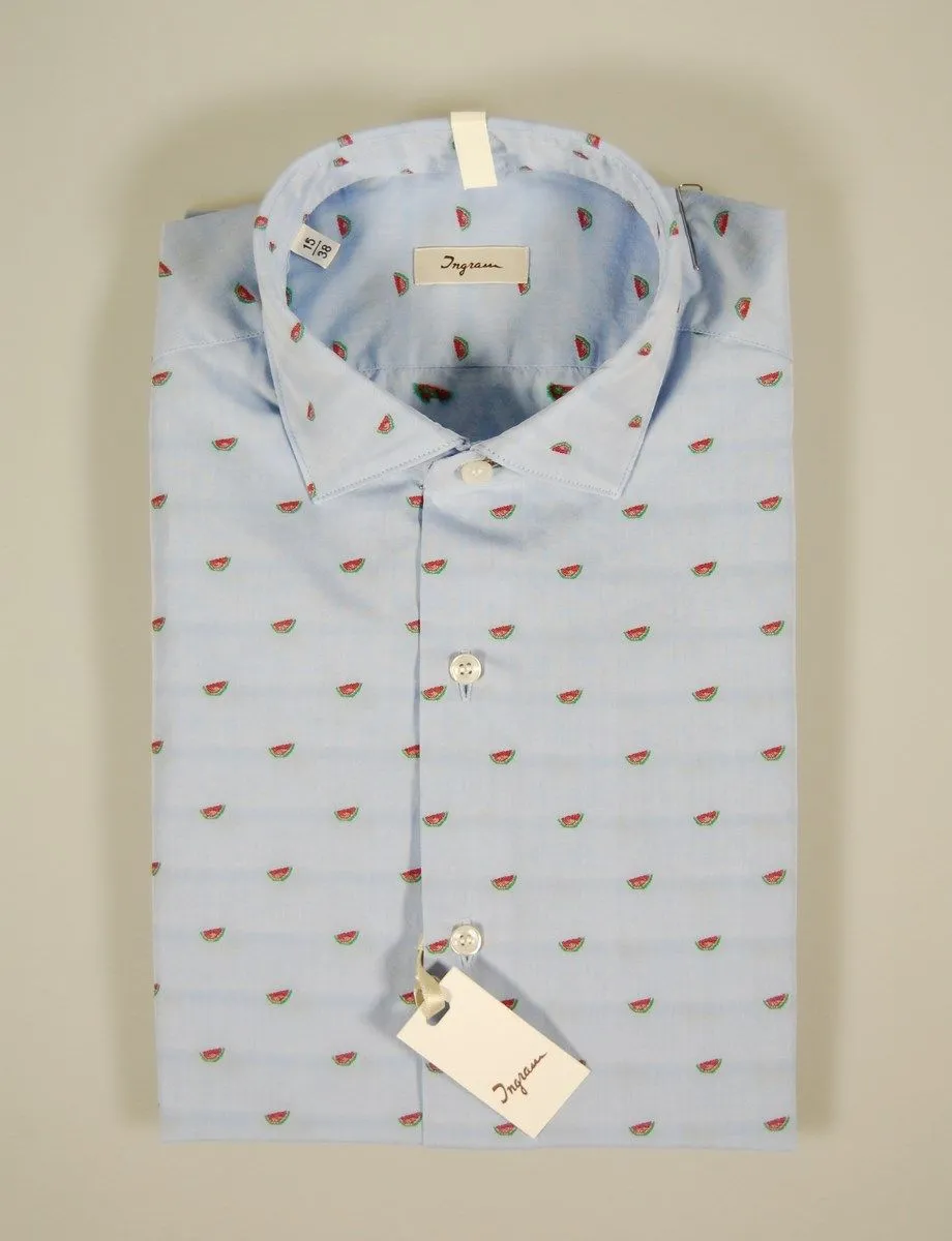Camicia slim fit ingram celeste fil coupè con anguria