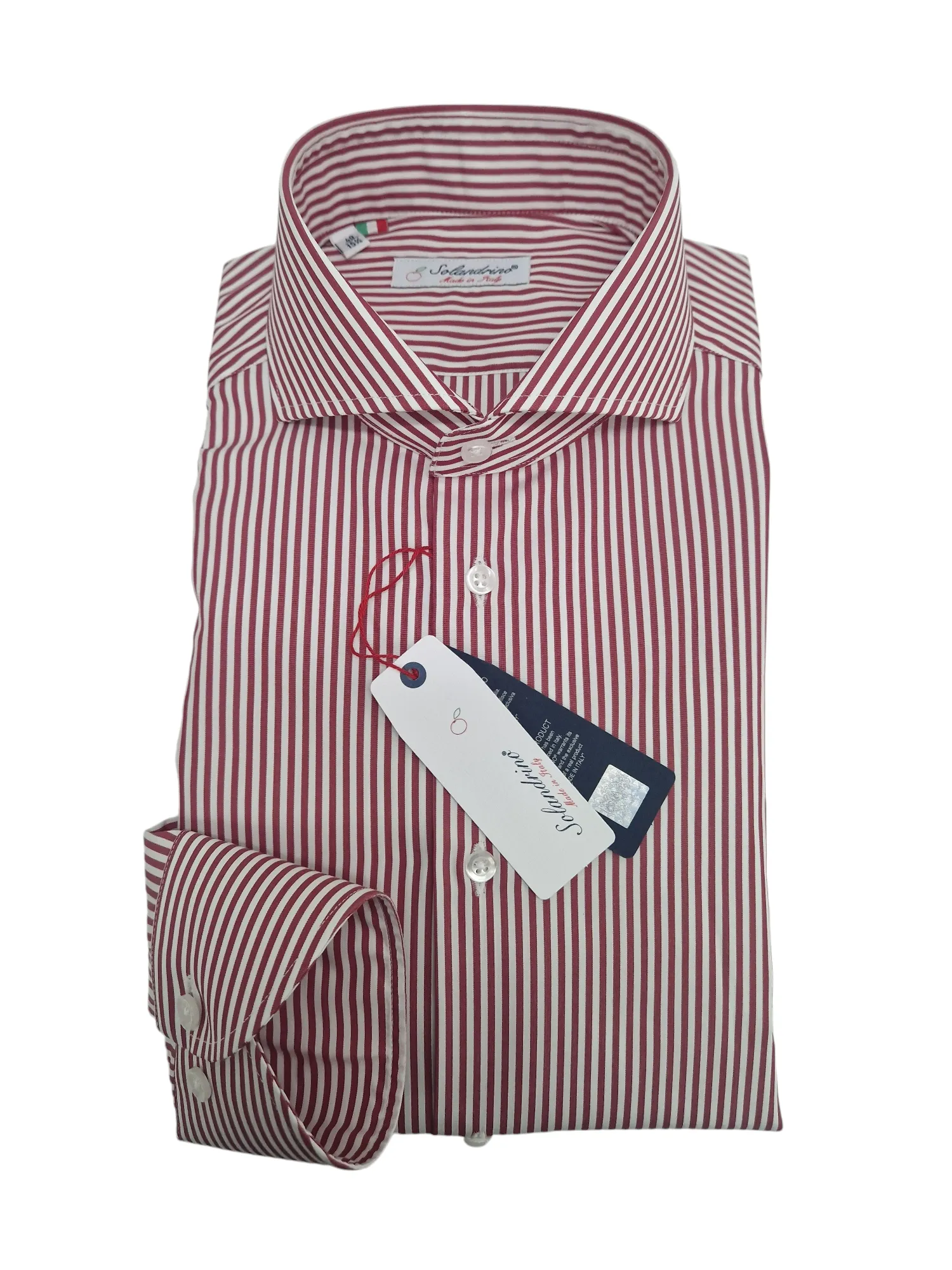 Camicia Uomo bacchettino rosso  titolo 120 bordeaux alta qualità pari pari rigato made in italy