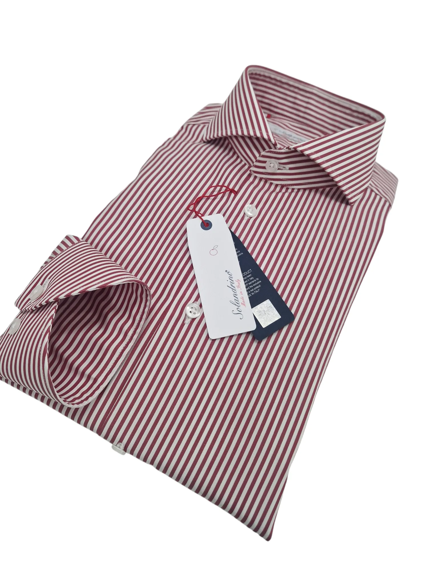 Camicia Uomo bacchettino rosso  titolo 120 bordeaux alta qualità pari pari rigato made in italy