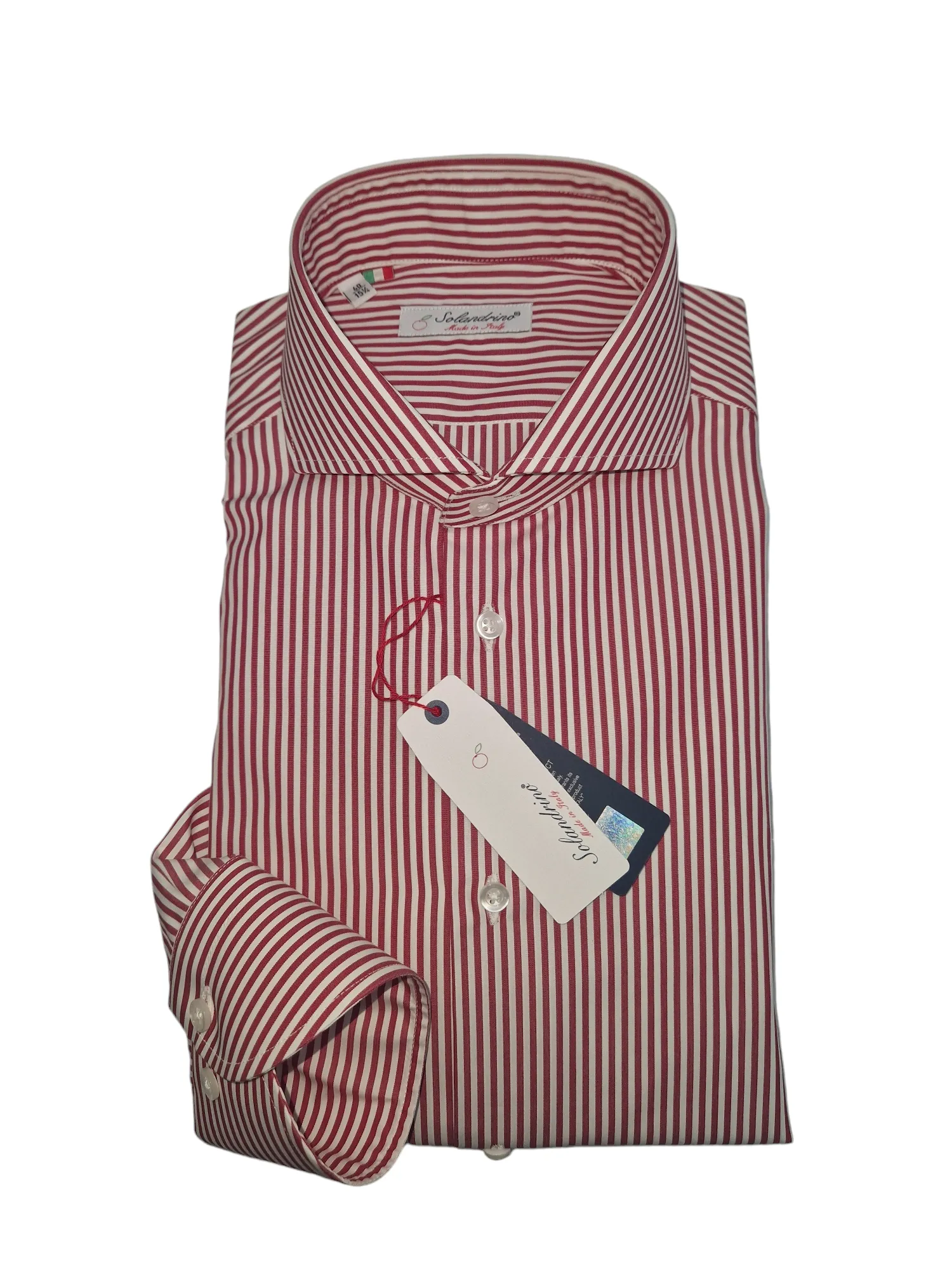 Camicia Uomo bacchettino rosso  titolo 120 bordeaux alta qualità pari pari rigato made in italy