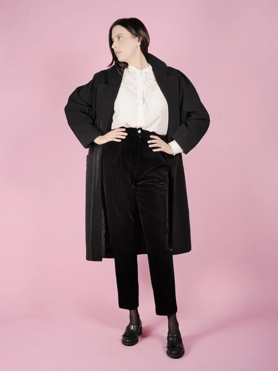 Cappotto lungo nero collo coreana