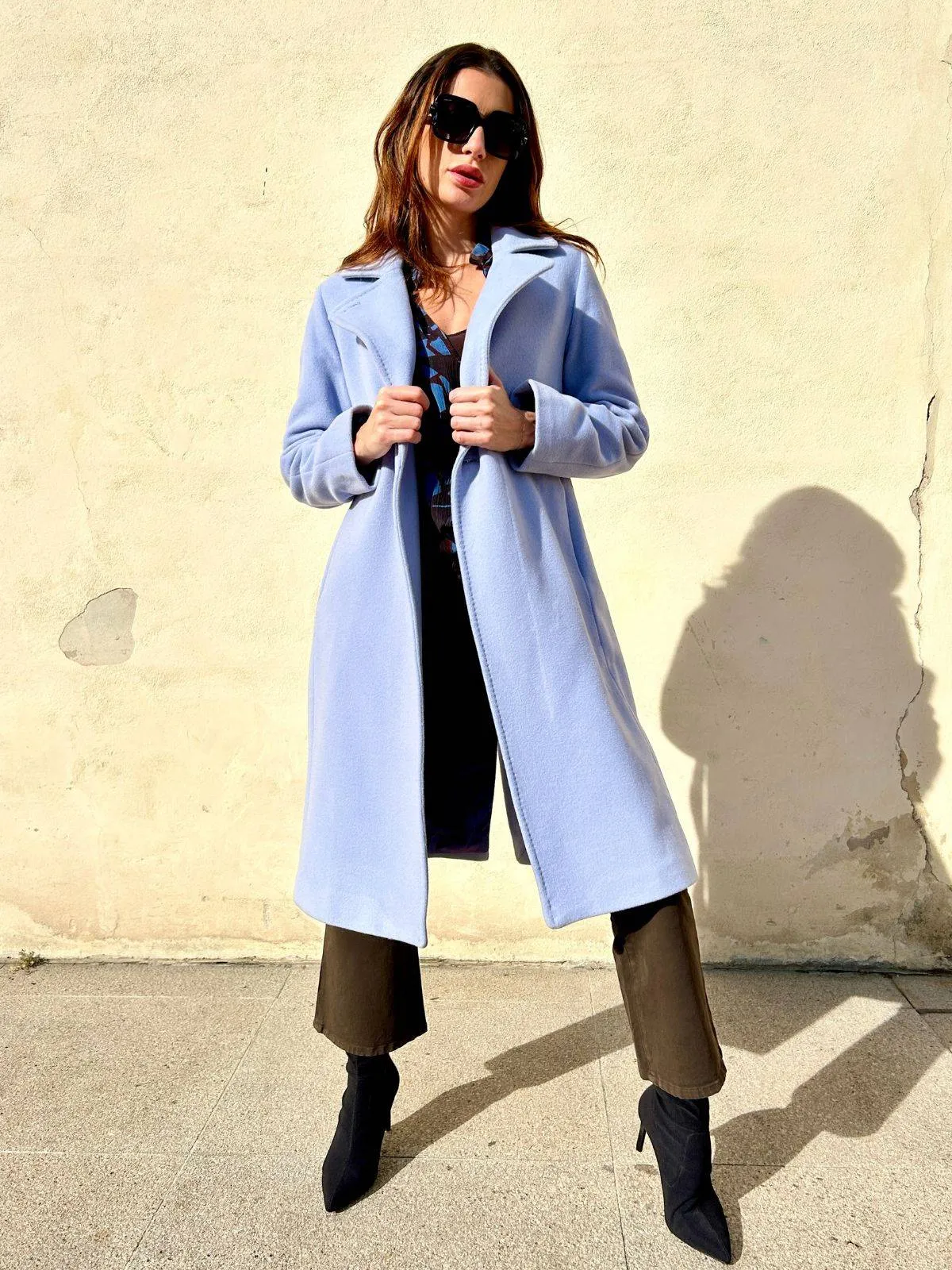 Cappotto sartoriale in lana azzurro