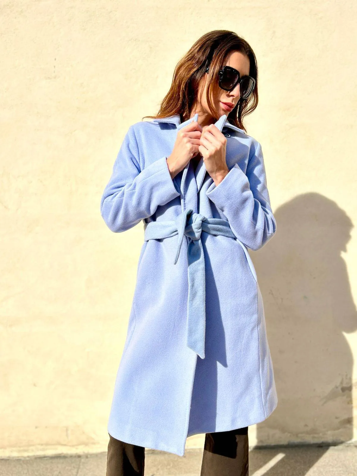 Cappotto sartoriale in lana azzurro
