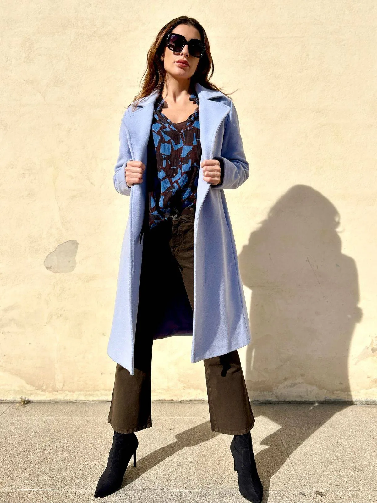 Cappotto sartoriale in lana azzurro