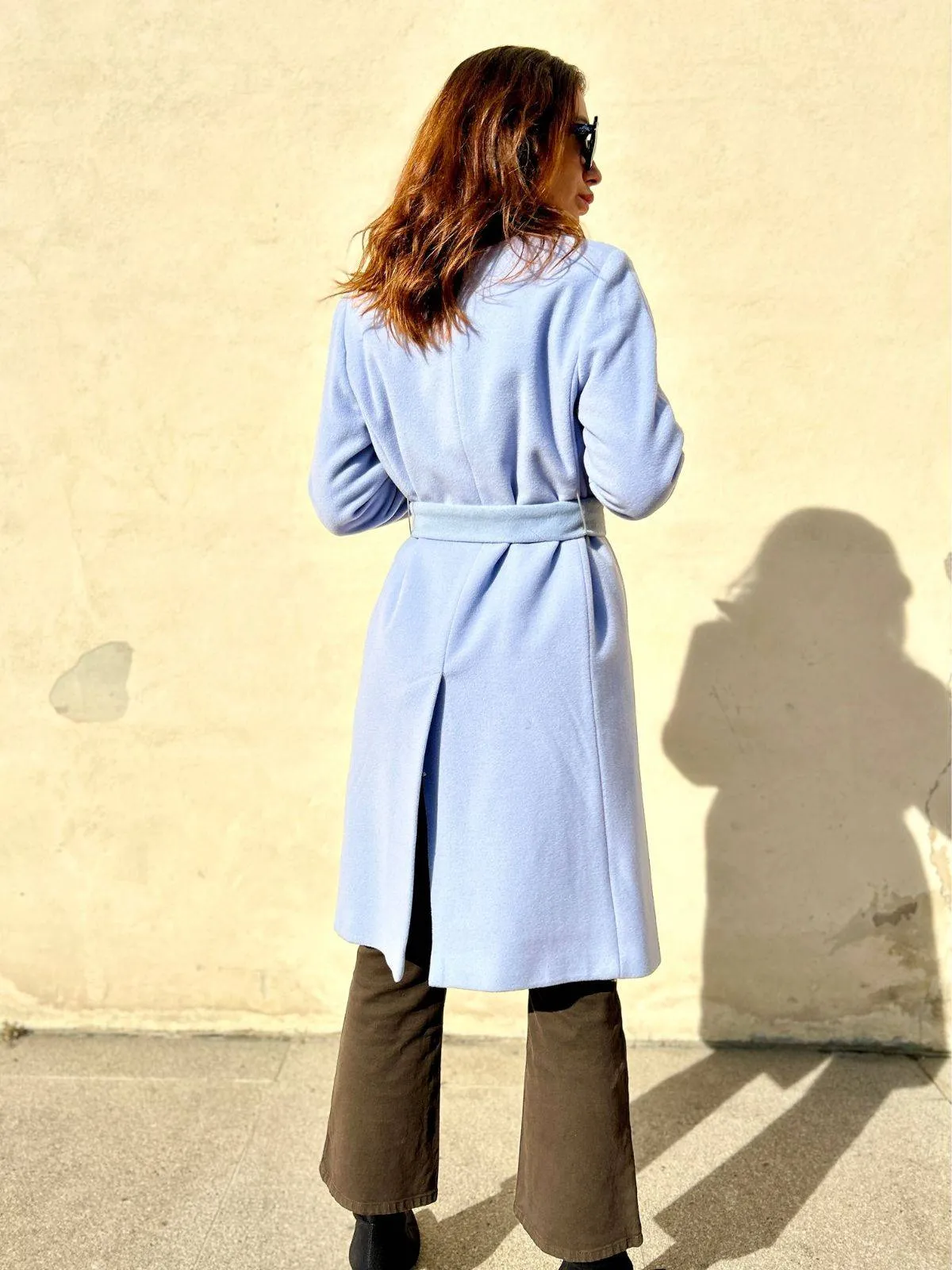 Cappotto sartoriale in lana azzurro