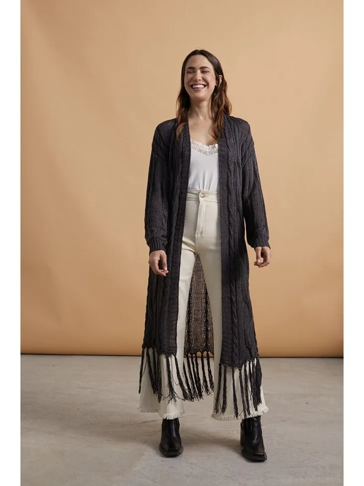 CARDIGAN LUNGO APERTO FRANGE