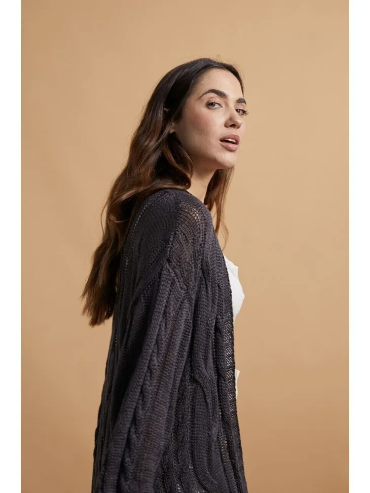 CARDIGAN LUNGO APERTO FRANGE