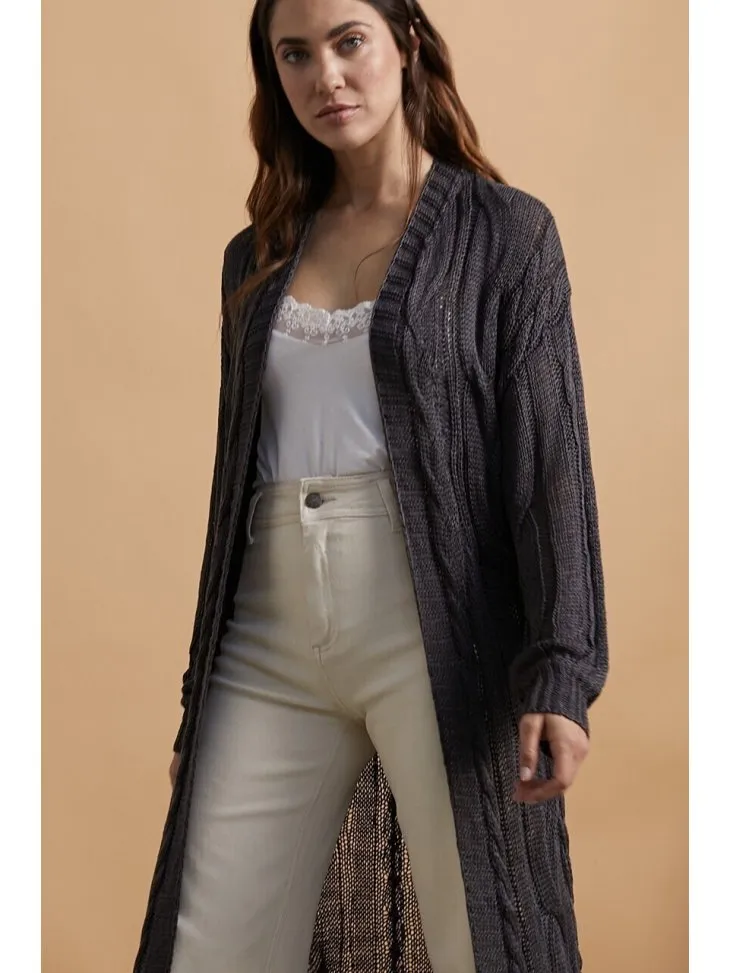CARDIGAN LUNGO APERTO FRANGE