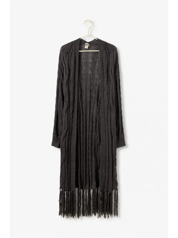 CARDIGAN LUNGO APERTO FRANGE
