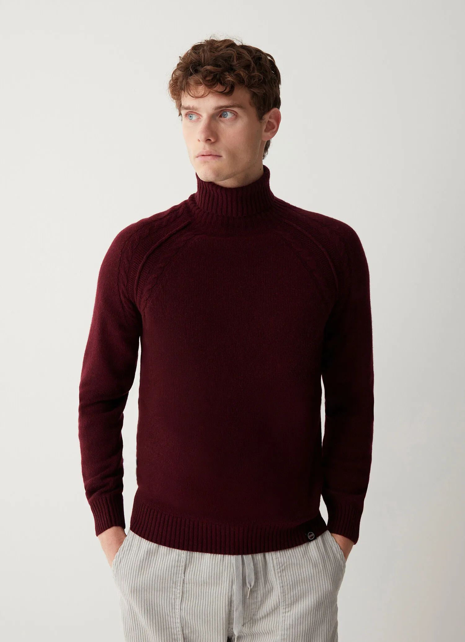 Cashmere-blend polo-neck pullover