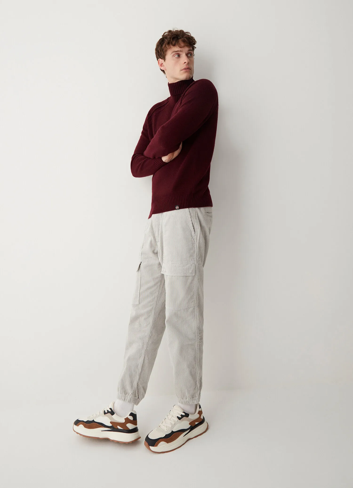 Cashmere-blend polo-neck pullover