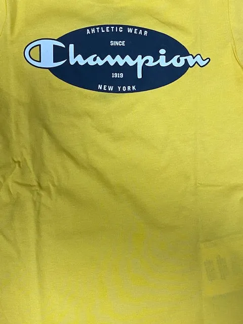 Champion completino da ragazzo Legacy Graphic T-shirt + Bermuda 306314 YS043 MIY giallo-blu
