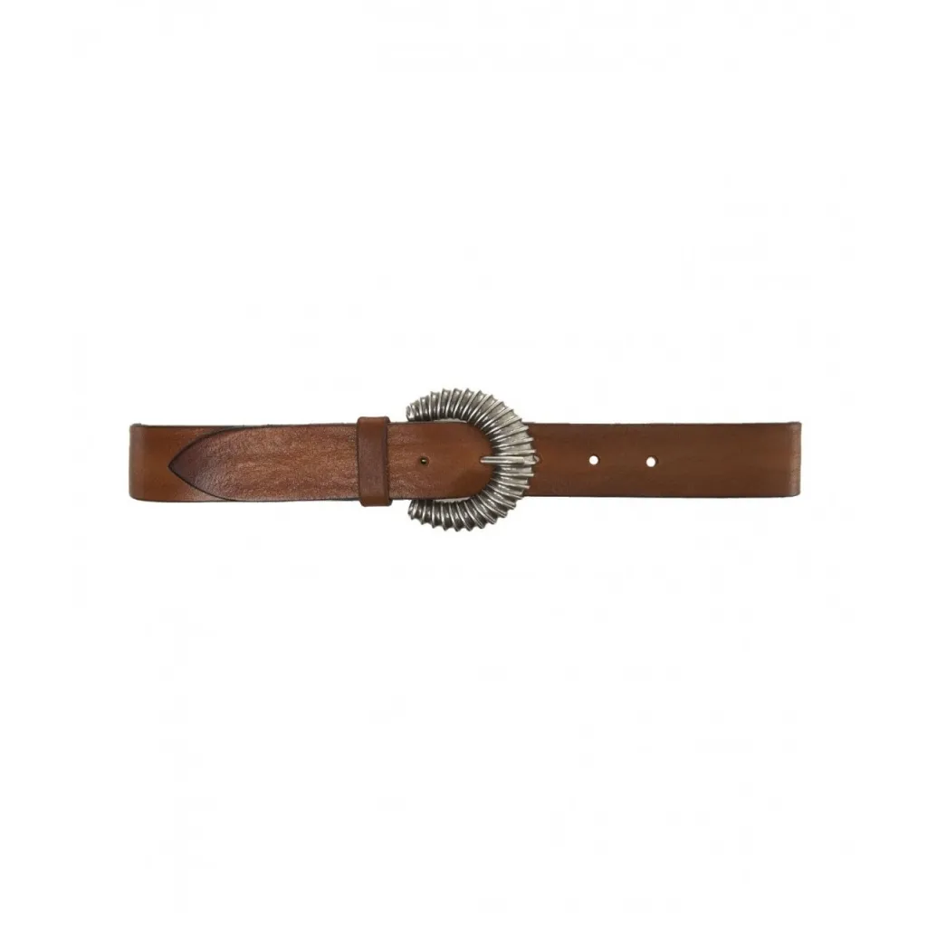 Cintura in pelle con fibbia marrone