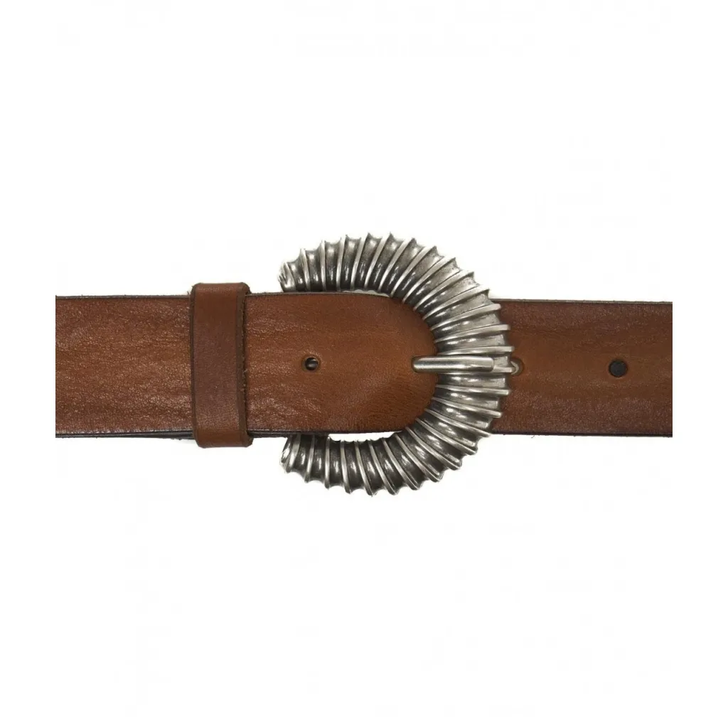 Cintura in pelle con fibbia marrone