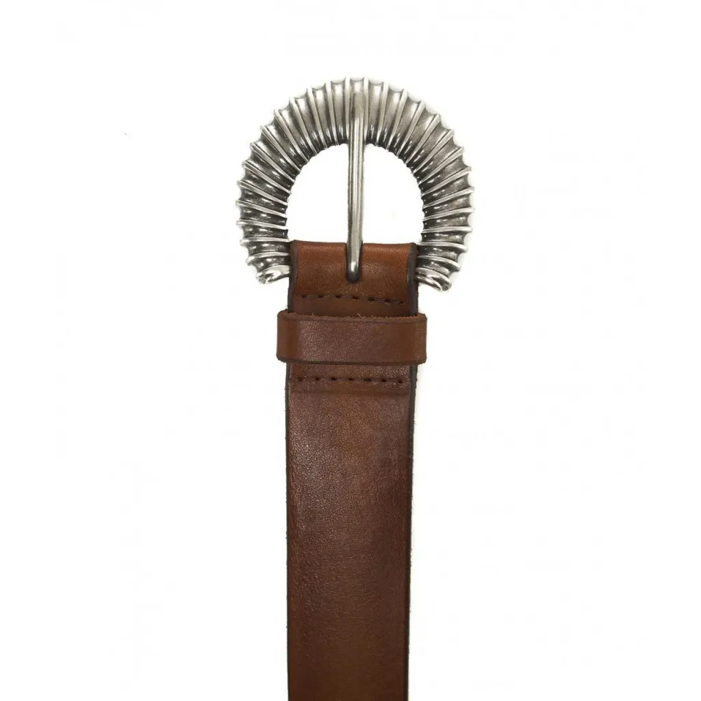 Cintura in pelle con fibbia marrone