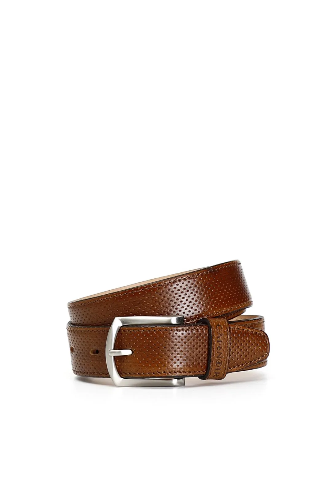 cintura uomo in pelle con microtraforo marrone
