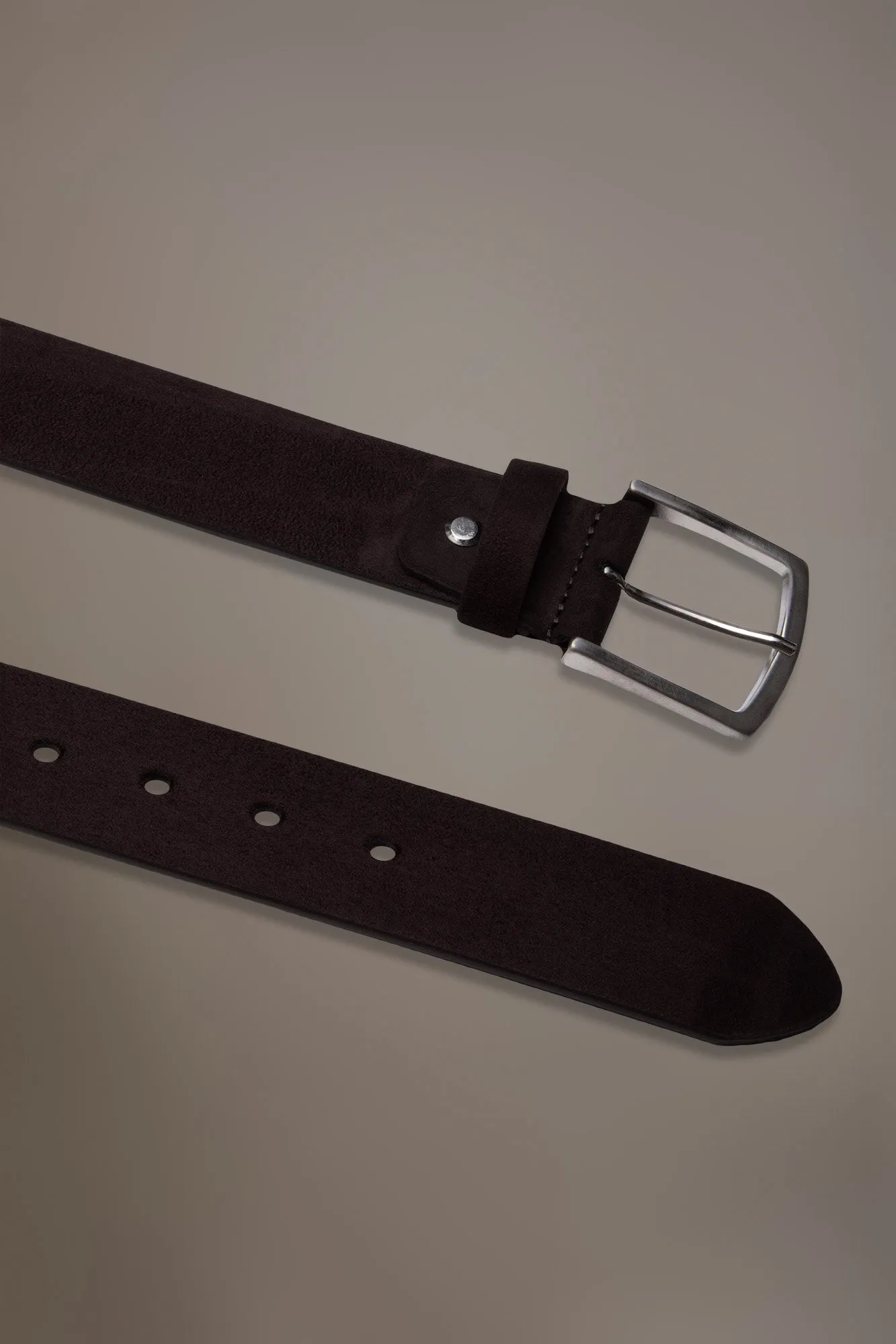 Cintura uomo in suede misto pelle brown