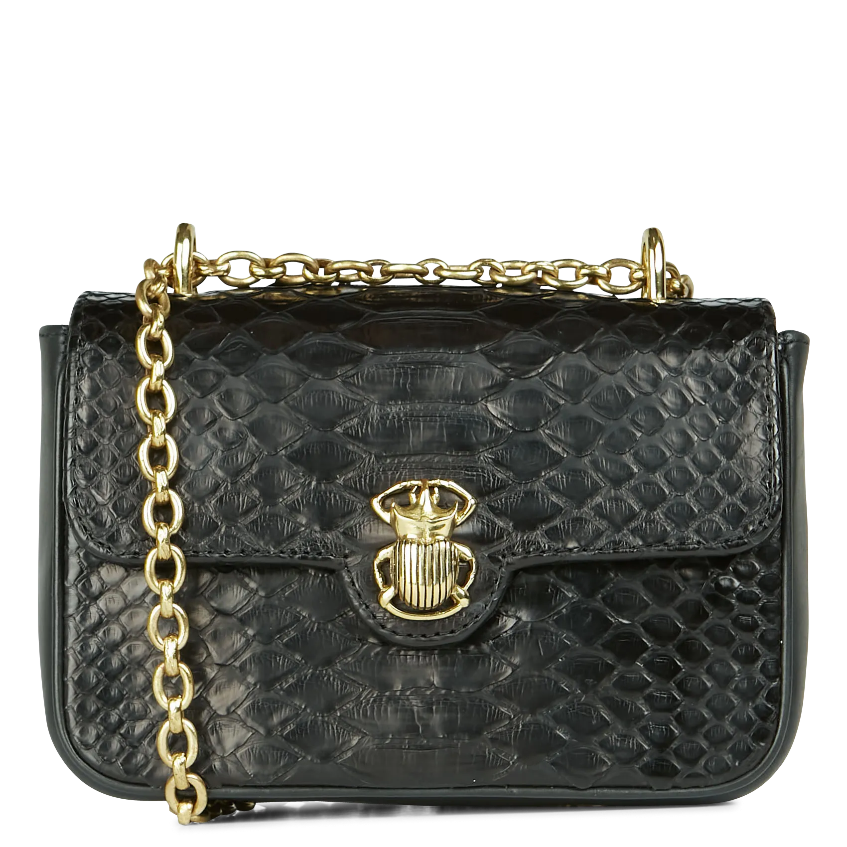  CLARIS VIROT   AVA - Borsa a tracolla in pitone | Nero