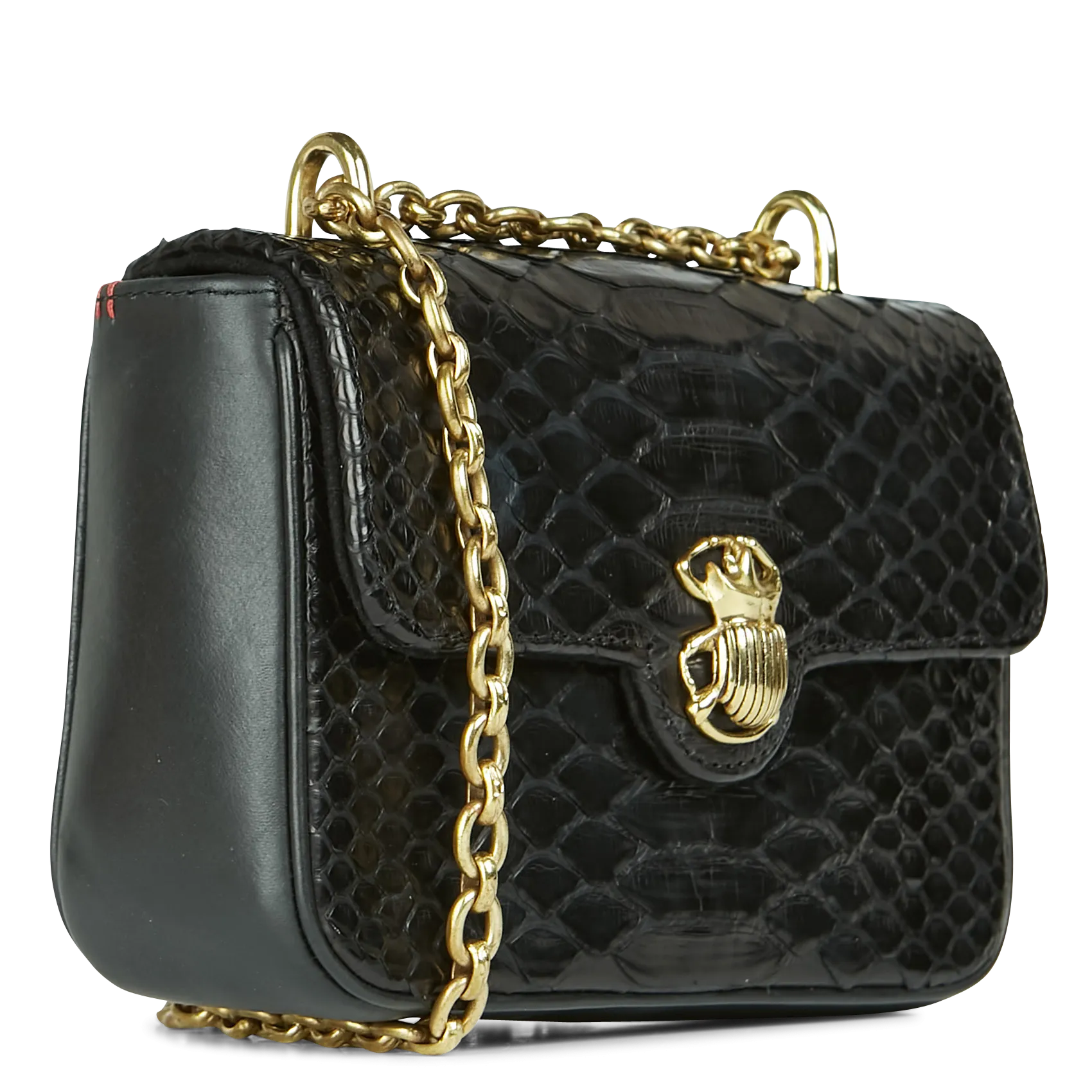  CLARIS VIROT   AVA - Borsa a tracolla in pitone | Nero
