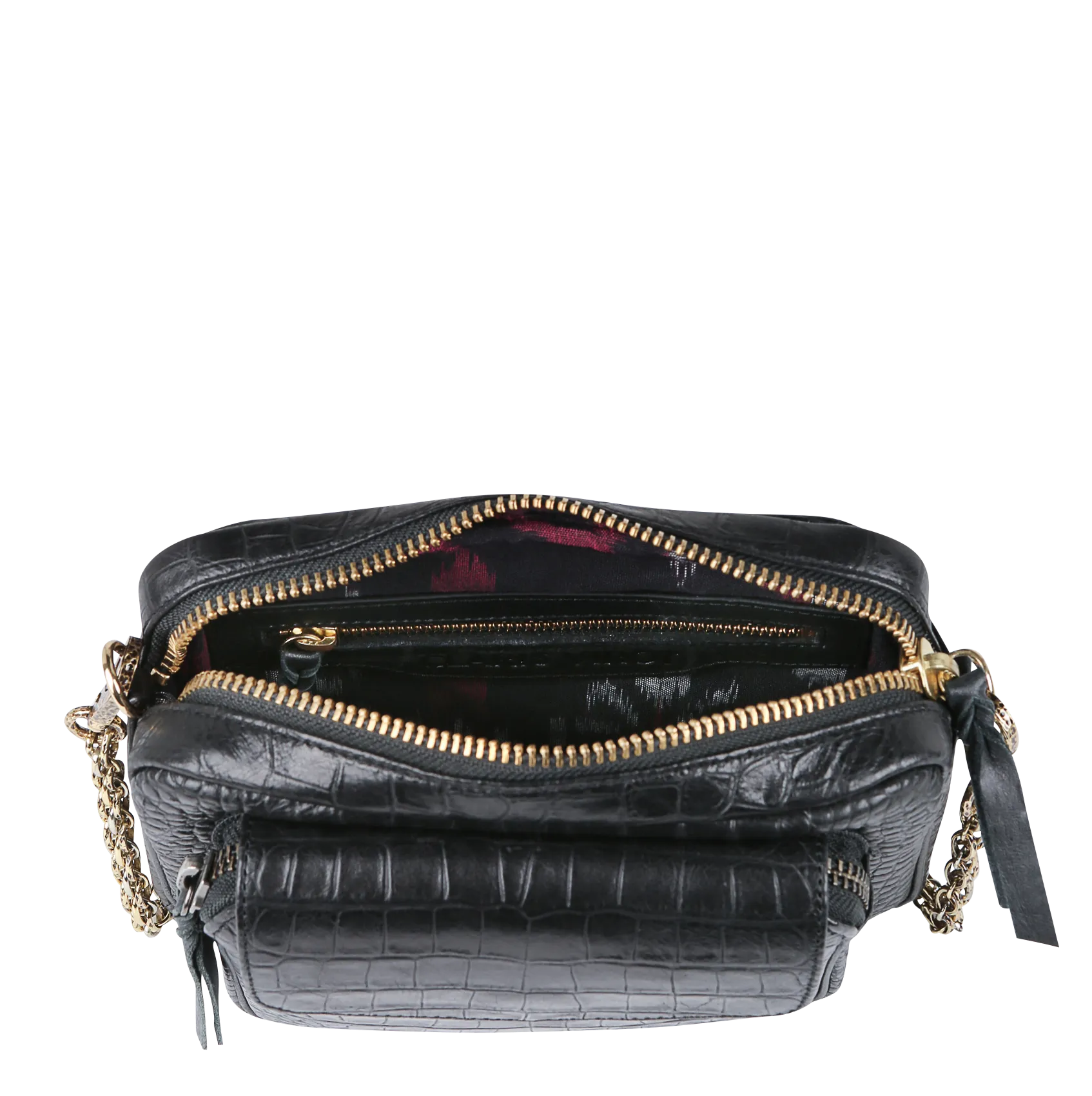  CLARIS VIROT   CHARLY - Borsa a tracolla in pelle goffrata coccodrillo | Nero