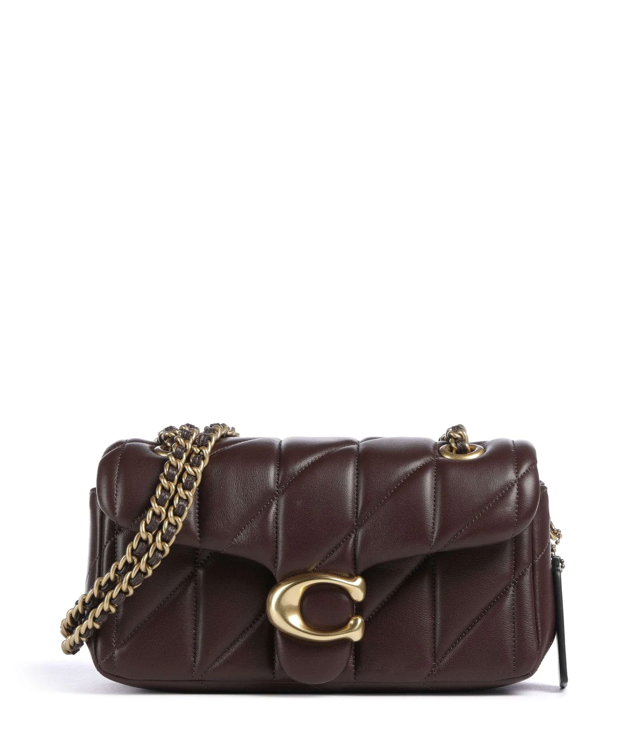  Coach Tabby 20 Borsa a spalla nappa pelle marrone scuro  