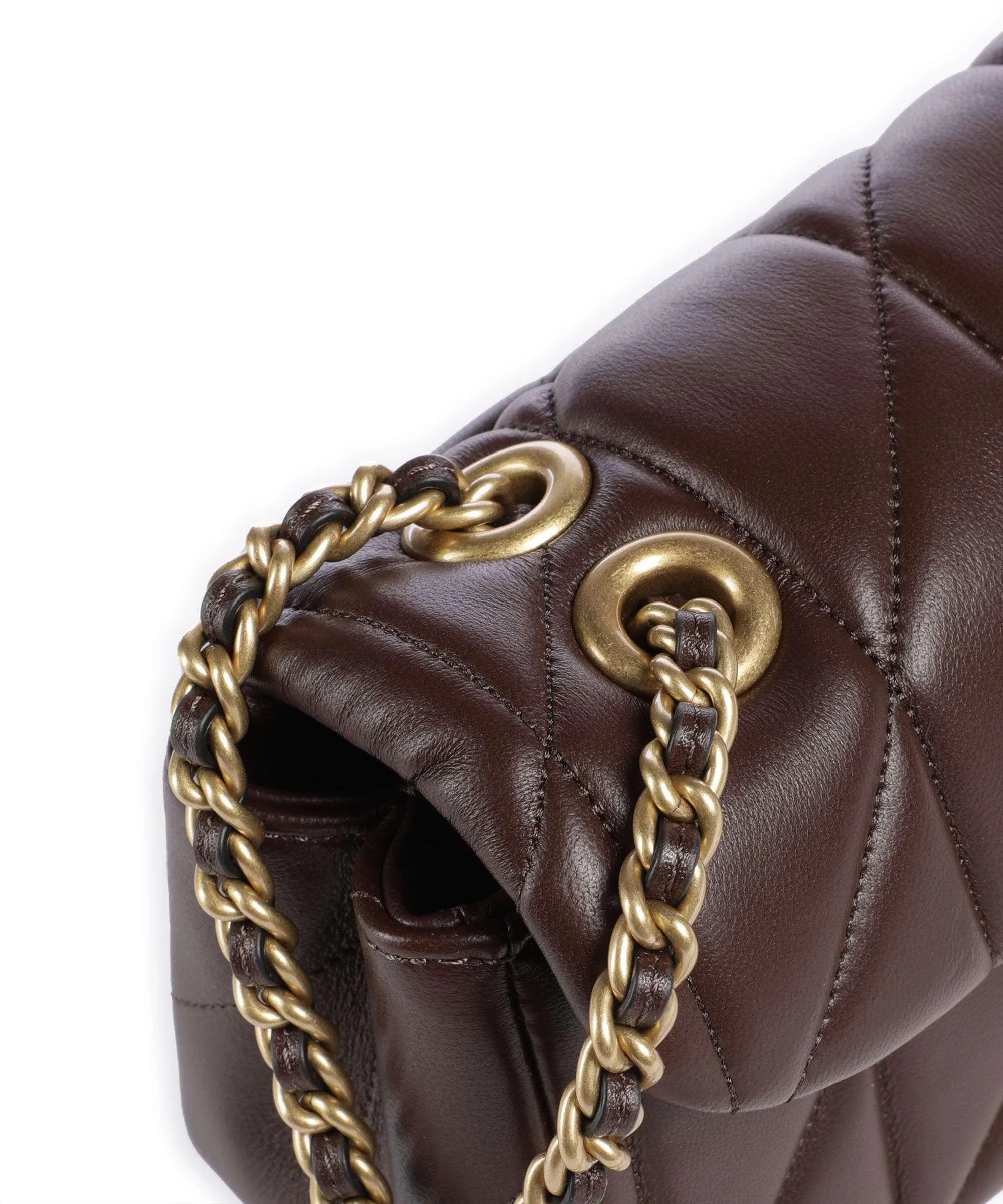  Coach Tabby 20 Borsa a spalla nappa pelle marrone scuro  