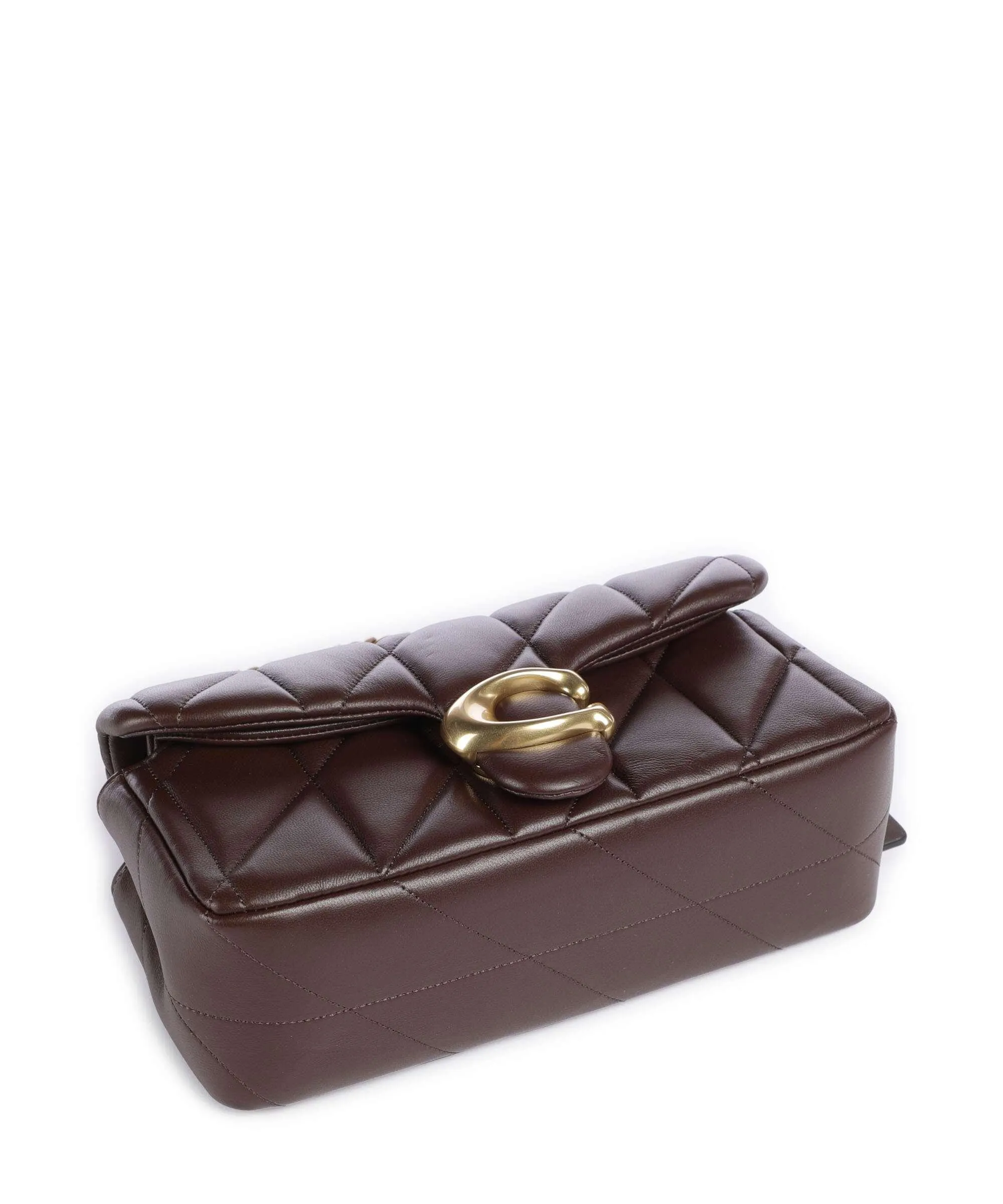  Coach Tabby 20 Borsa a spalla nappa pelle marrone scuro  