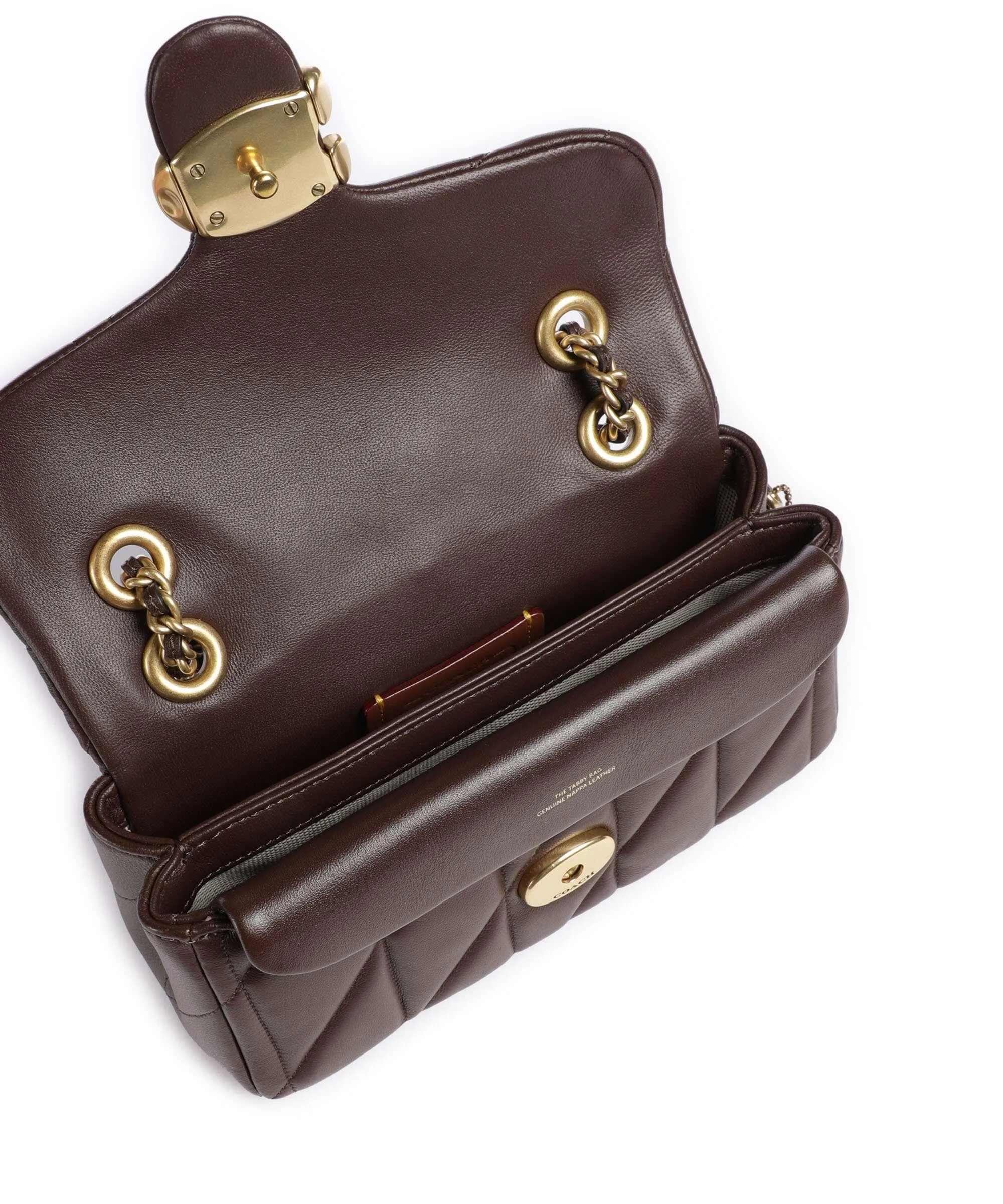  Coach Tabby 20 Borsa a spalla nappa pelle marrone scuro  