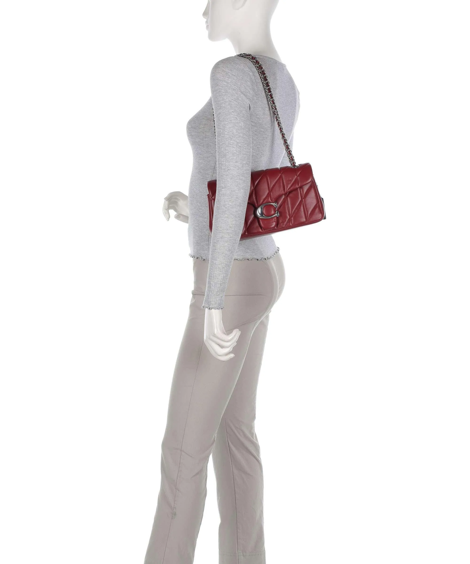  Coach Tabby 26 Borsa a spalla nappa pelle rosso scuro  