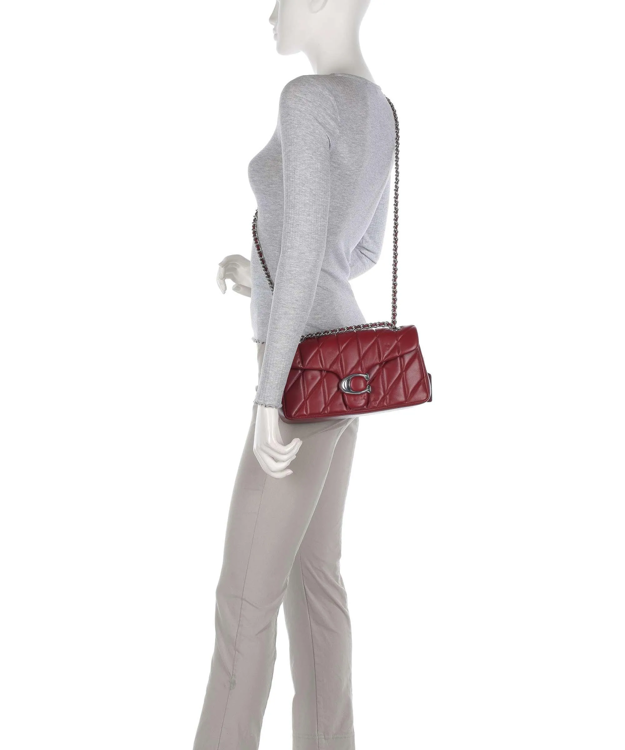  Coach Tabby 26 Borsa a spalla nappa pelle rosso scuro  