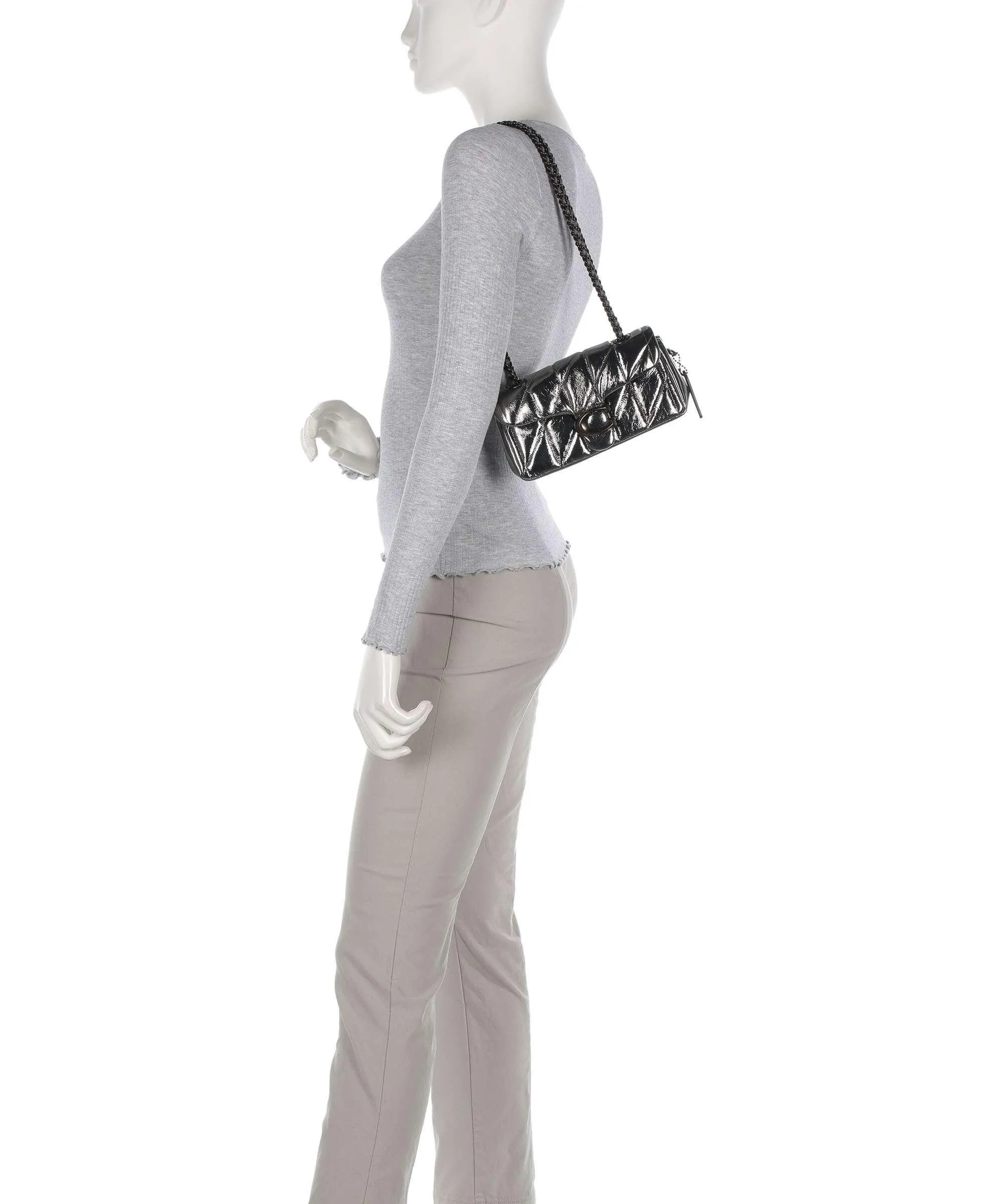  Coach Tabby Quilted 20 Borsa a spalla pelle di pecora antracite  