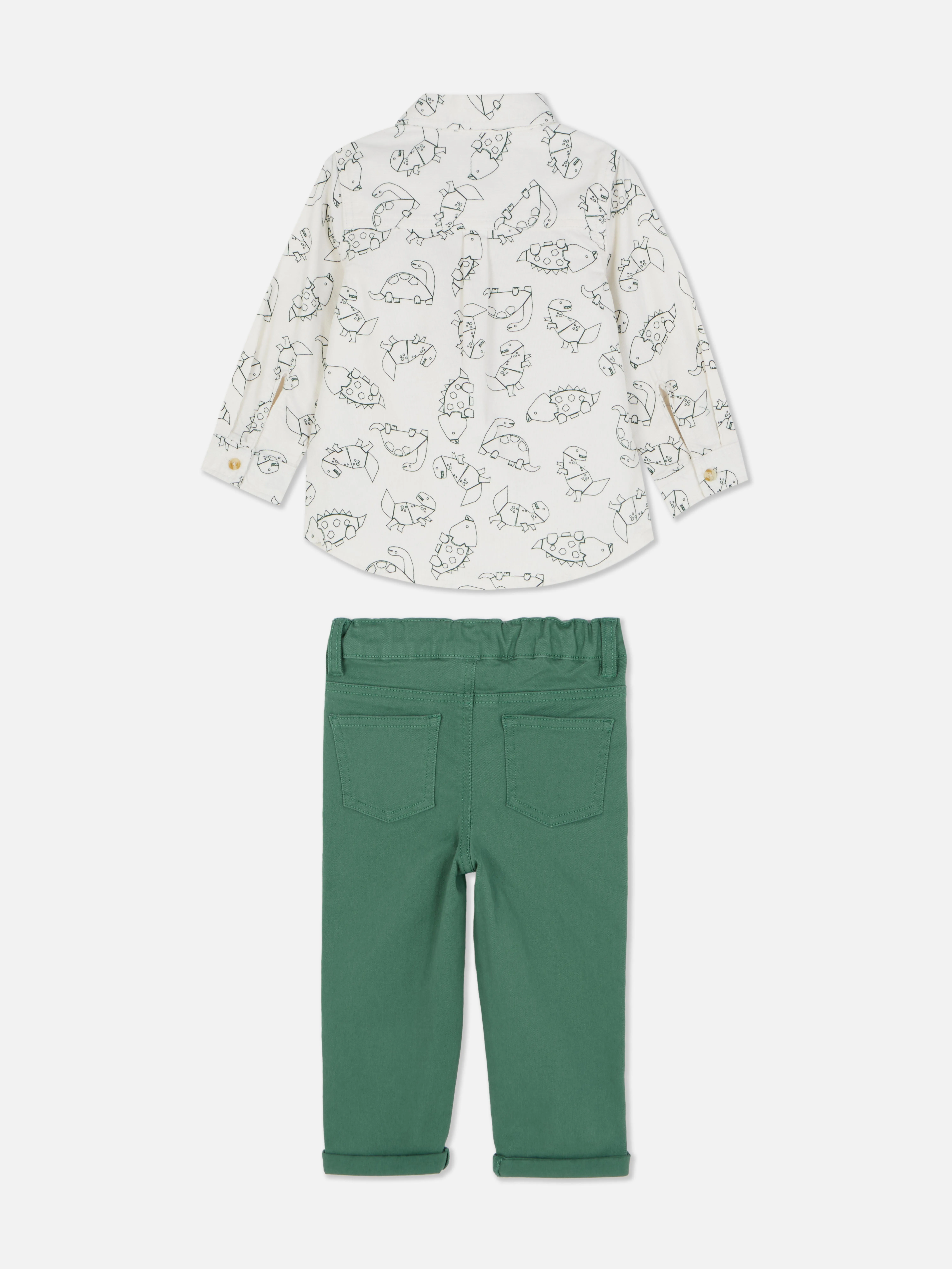 Completo camicia e pantaloni con dinosauro
