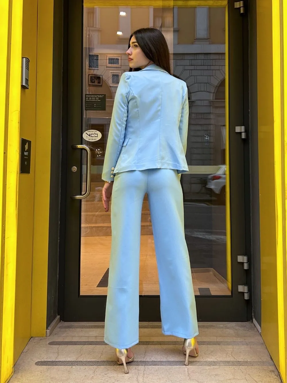 Completo tailleur giacca pantaloni palazzo