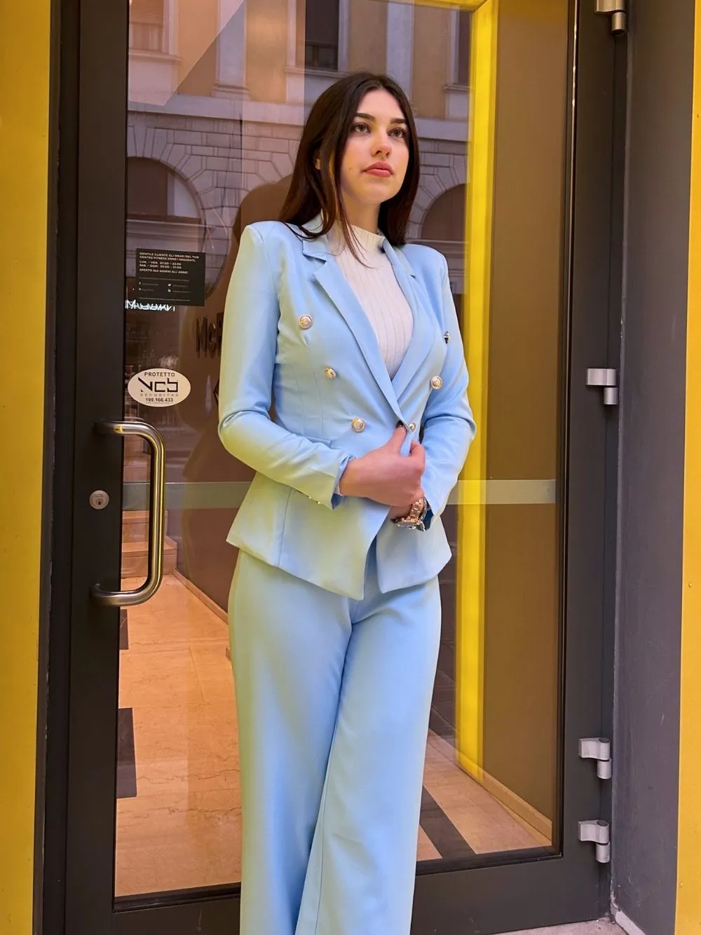Completo tailleur giacca pantaloni palazzo