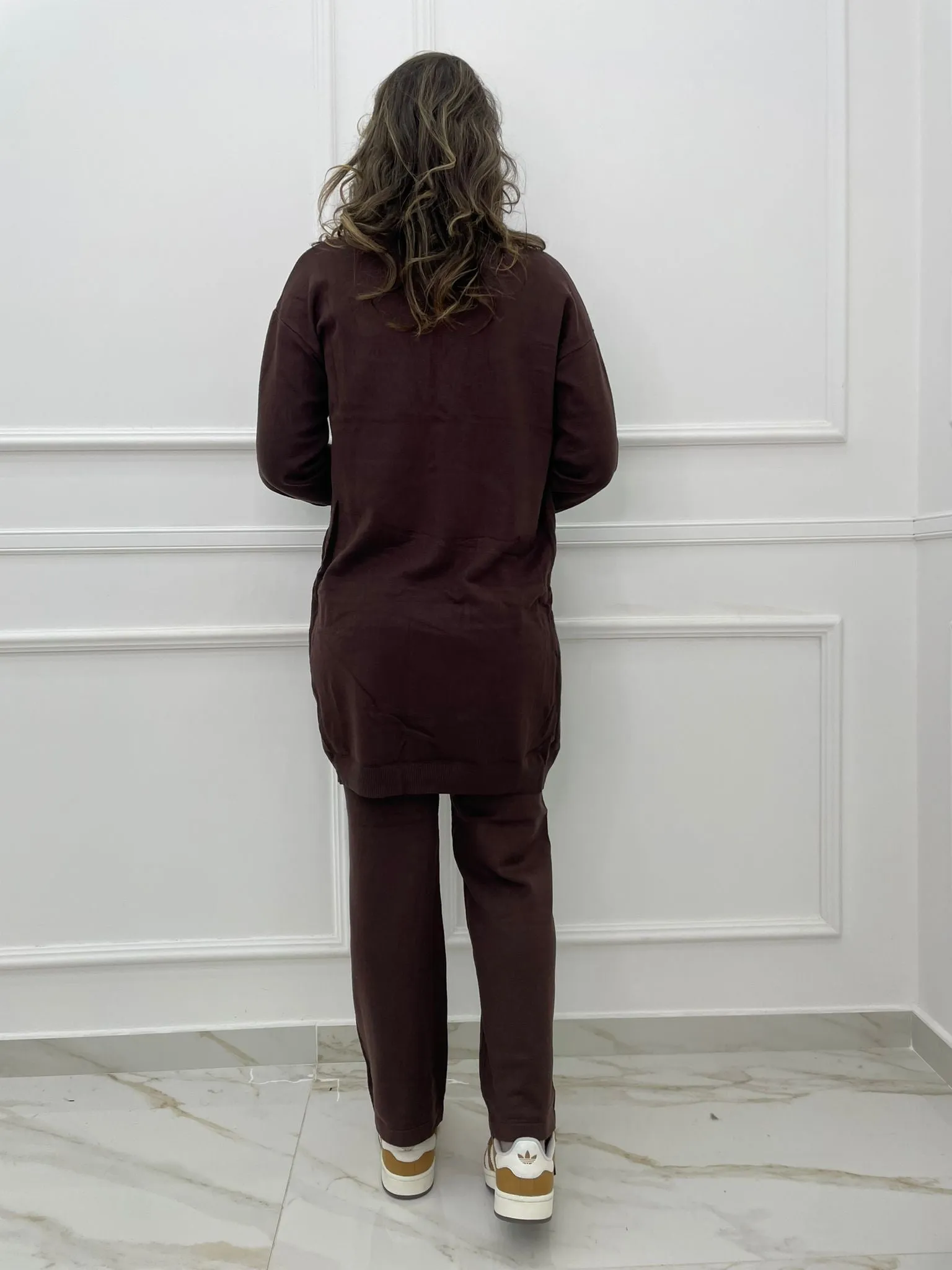 Coordinato 3 pezzi con maglioncino giro manica e cardigan lungo