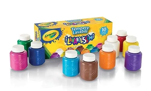 CRAYOLA I Lavabilissimi - 10 Tempere Lavabili per Bambini, Confezione da 10 Barattolini da 59 ml, per lavoretti e decorazioni, E