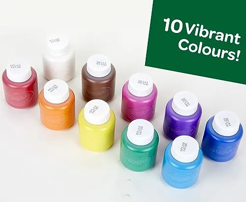 CRAYOLA I Lavabilissimi - 10 Tempere Lavabili per Bambini, Confezione da 10 Barattolini da 59 ml, per lavoretti e decorazioni, E