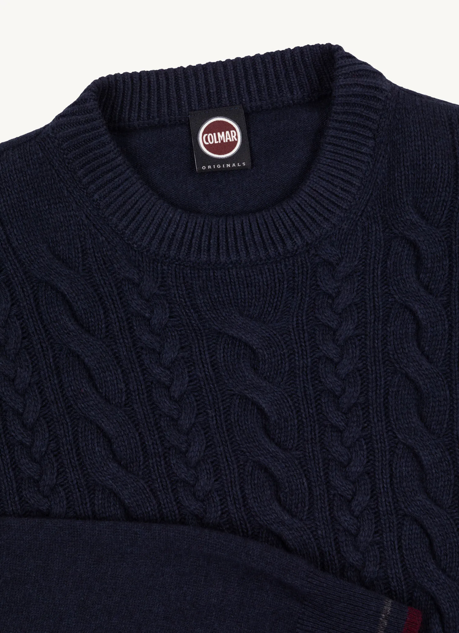 Crew-neck cable-knit pullover