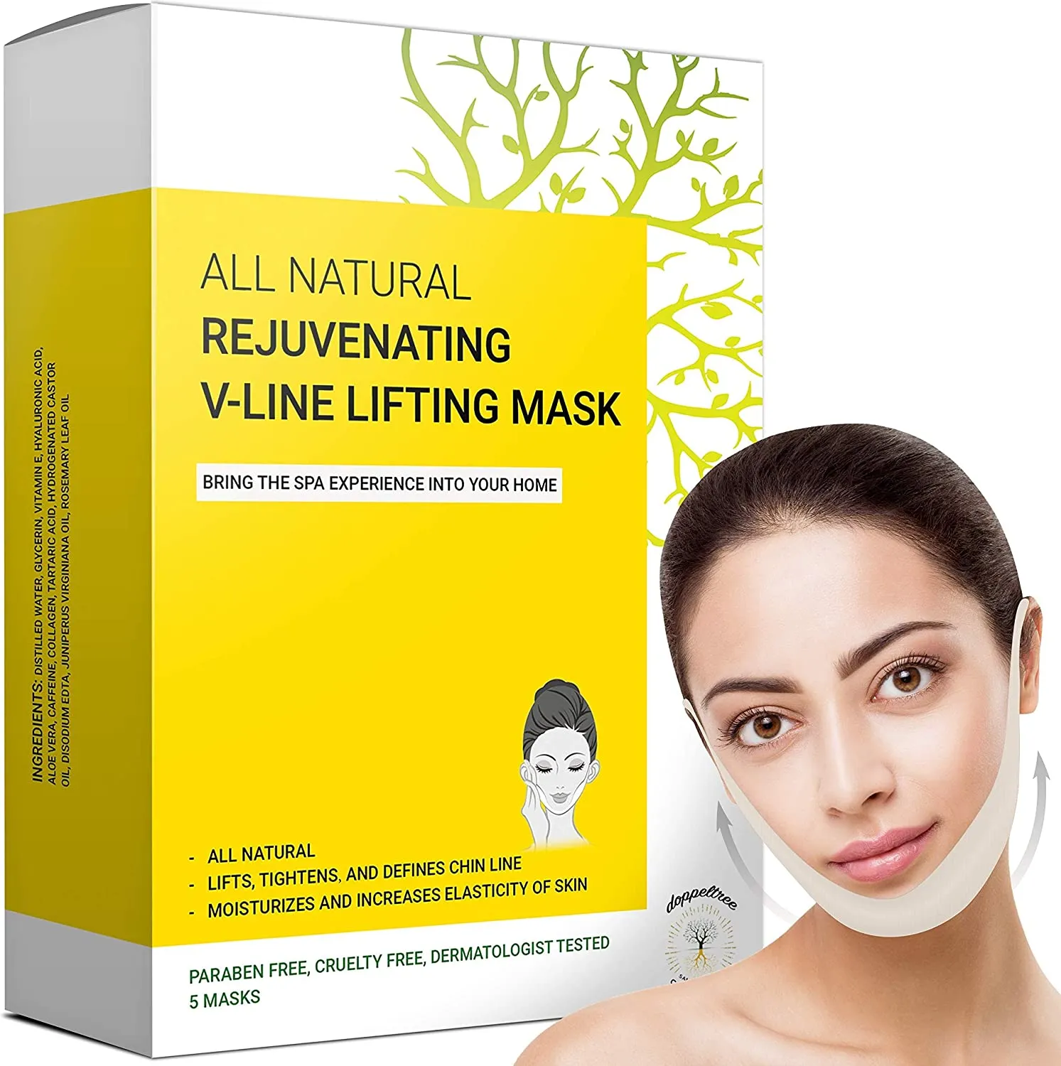 Doppio mento riduttore, Maschera viso lifting V Line, Faccia V-line Chin Up - Solleva, stringe la mascella e il mento - Formulat