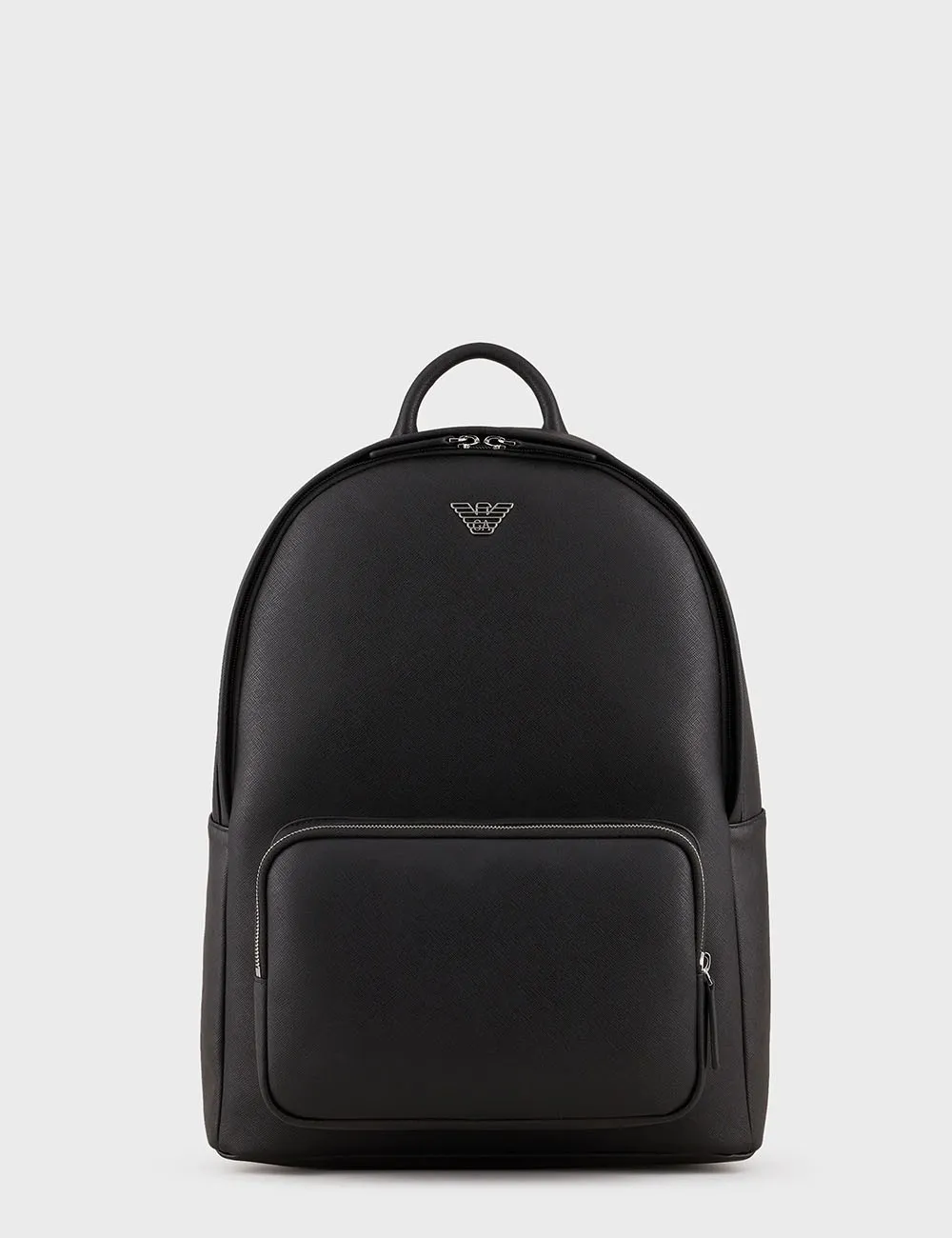 Emporio Armani     Zaino in pelle rigenerata placchetta aquila Nero