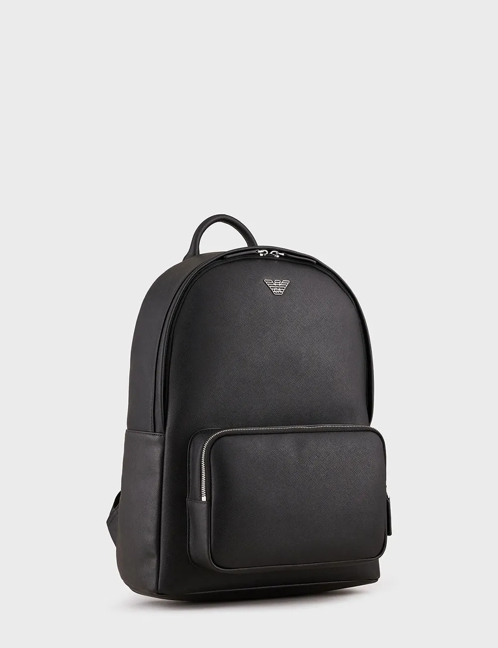 Emporio Armani     Zaino in pelle rigenerata placchetta aquila Nero
