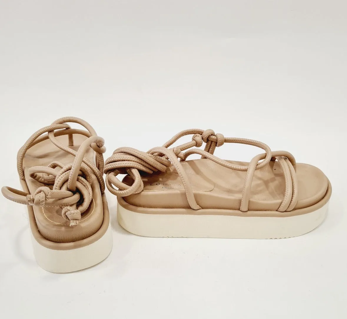 Equitare sandalo infradito alla schiava zeppa alta 5 cm. pelle Beige rif.10