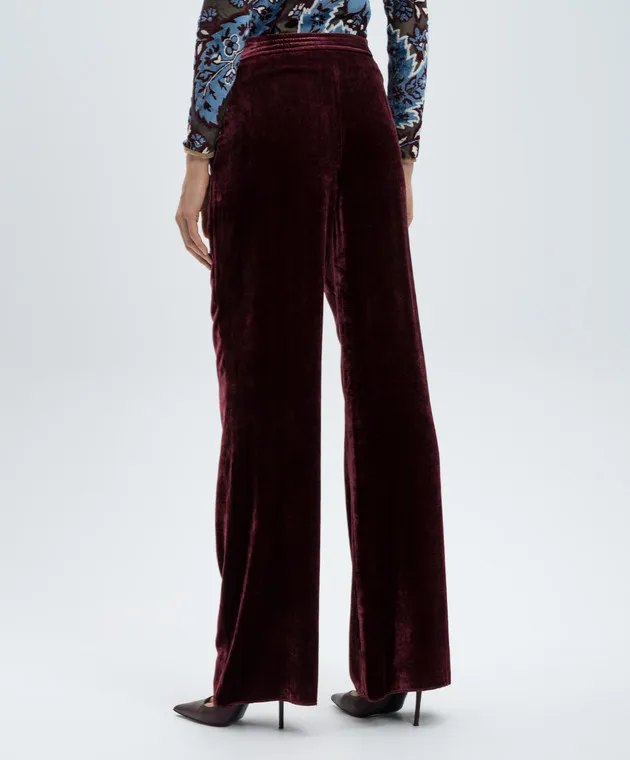 Etro Pantaloni in velluto bordeaux con seta WREA001499TCD01