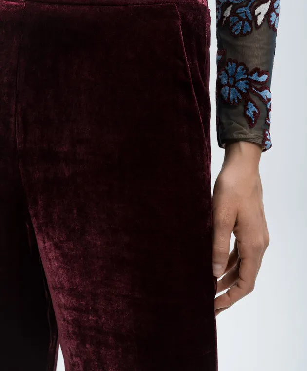 Etro Pantaloni in velluto bordeaux con seta WREA001499TCD01
