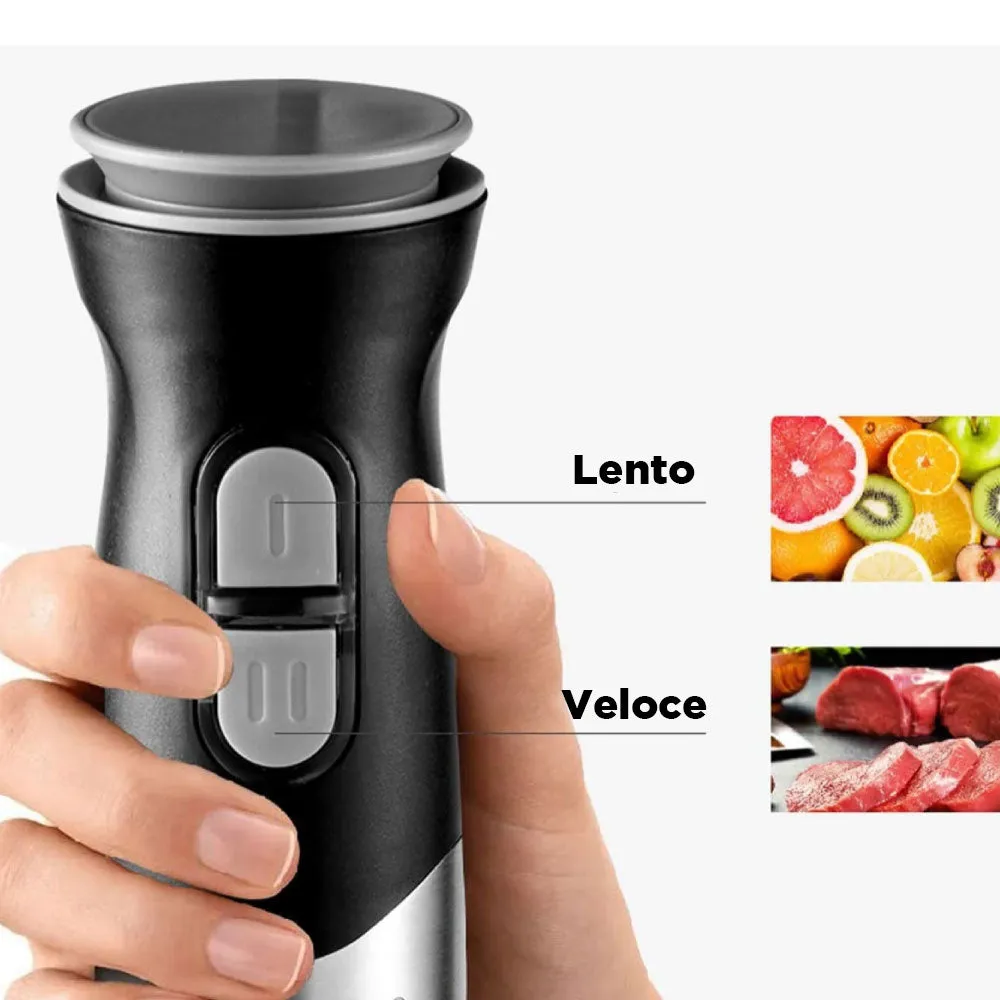 Frullatore a immersione 800 W, 2 velocità, Lame e Asta in Acciaio Inox