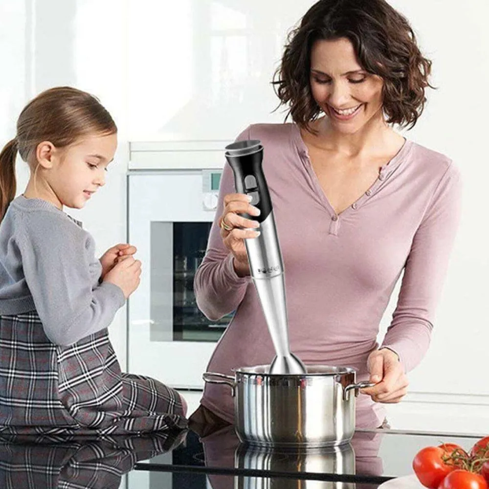 Frullatore a immersione 800 W, 2 velocità, Lame e Asta in Acciaio Inox